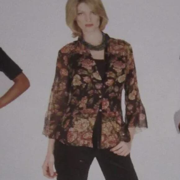 Cabi Vintage Style Brown Floral Vivian Silk Blouse Style 400 S - Picture 5 of 6